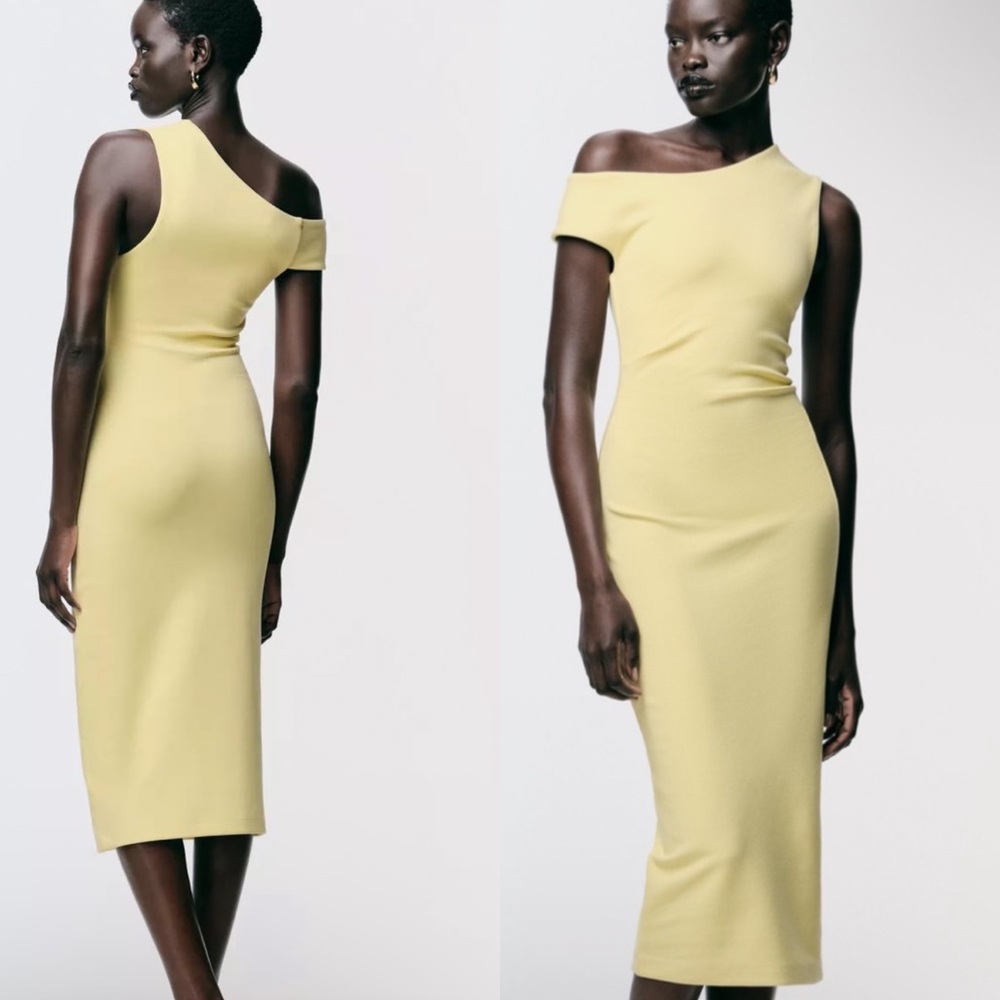 Zara One Shoulder Yellow Dress